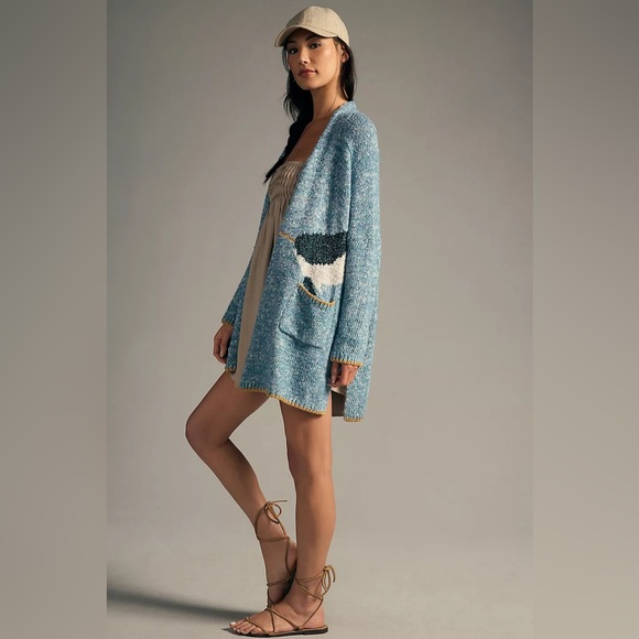 Anthropologie Narwhal Whale Icon Cardigan Sweater (Size M/L) - NWT - Picture 3 of 9